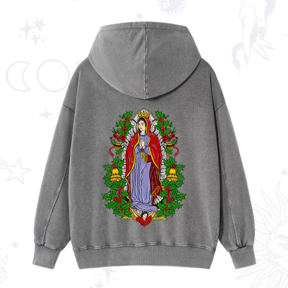 Purplehecate Christmas Mother Mary Washed Hoodie