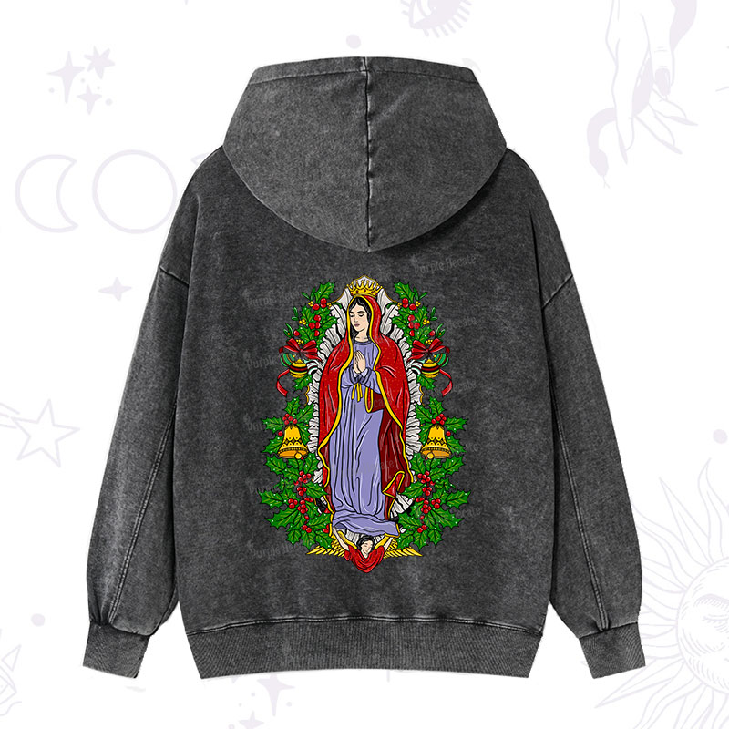 Purplehecate Christmas Mother Mary Washed Hoodie