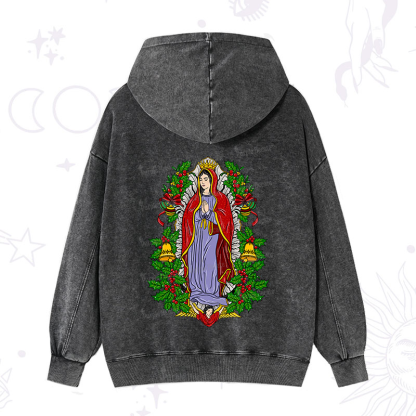 Purplehecate Christmas Mother Mary Washed Hoodie