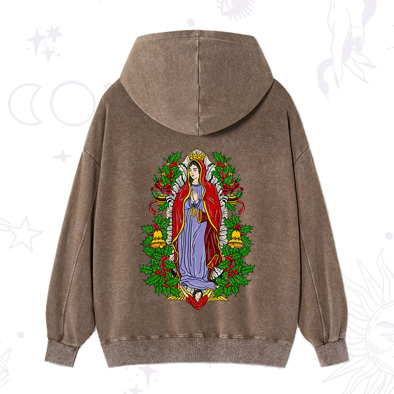 Purplehecate Christmas Mother Mary Washed Hoodie