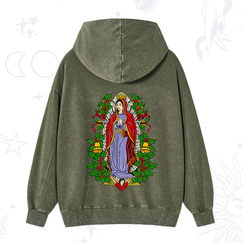 Purplehecate Christmas Mother Mary Washed Hoodie
