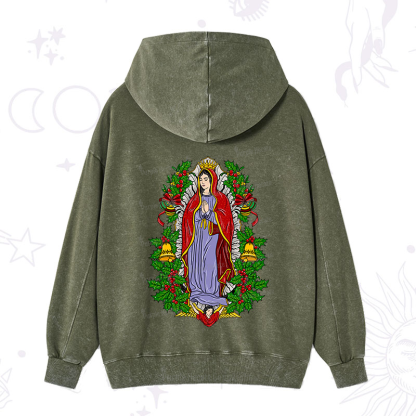 Purplehecate Christmas Mother Mary Washed Hoodie