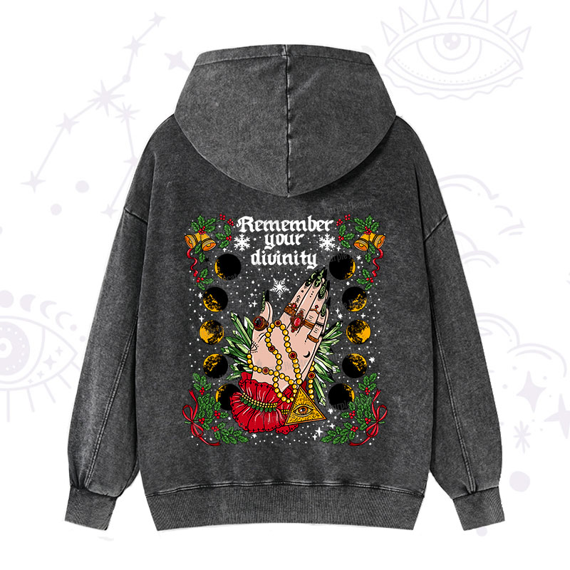 Purplehecate Christmas Remember Your Divinity Washed Hoodie