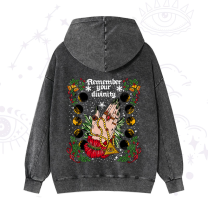 Purplehecate Christmas Remember Your Divinity Washed Hoodie