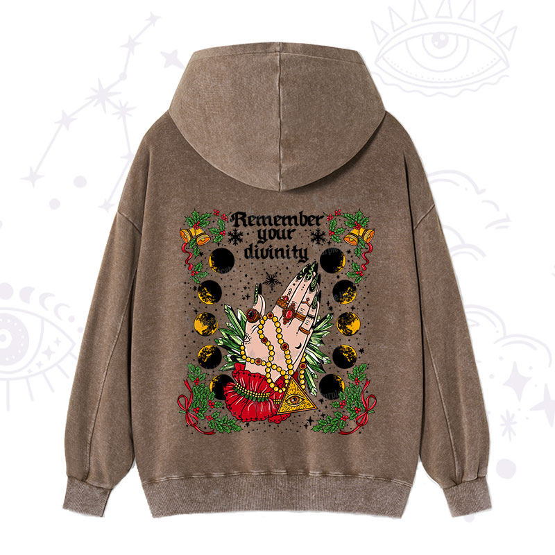 Purplehecate Christmas Remember Your Divinity Washed Hoodie