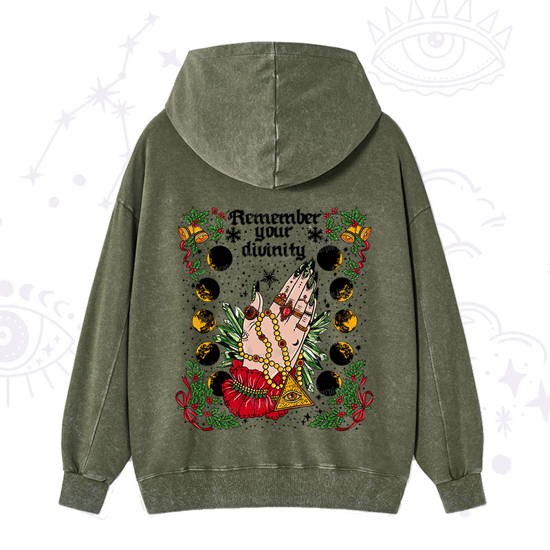 Purplehecate Christmas Remember Your Divinity Washed Hoodie