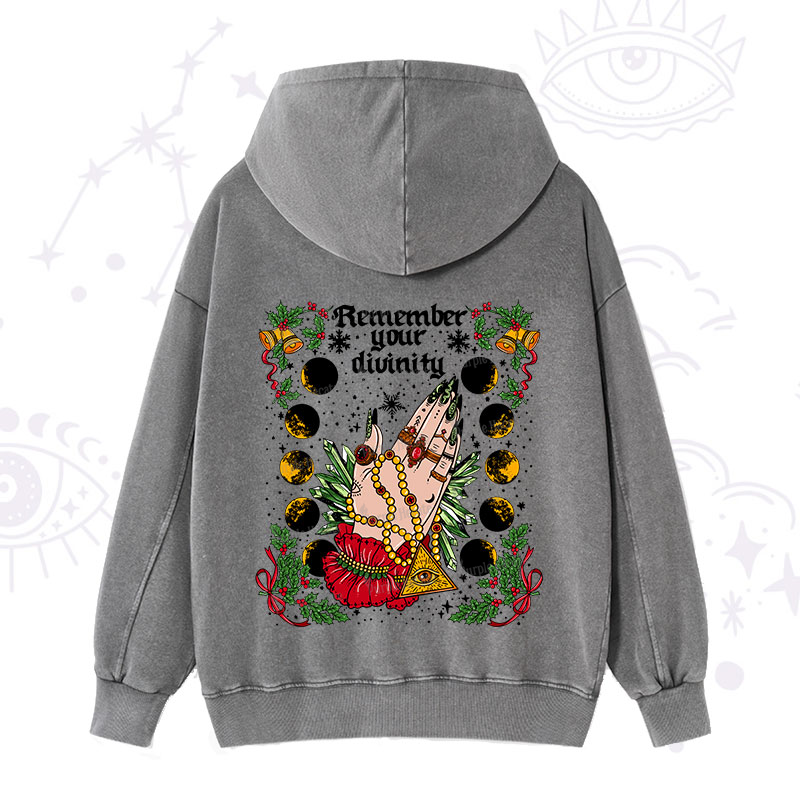 Purplehecate Christmas Remember Your Divinity Washed Hoodie