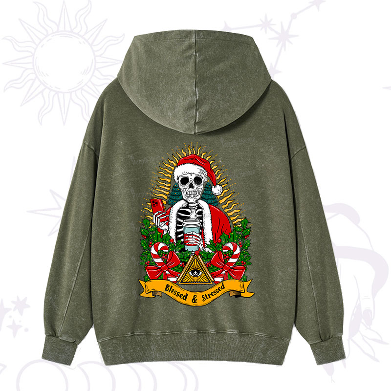 Purplehecate Christmas Blessed And Stressed Washed Hoodie