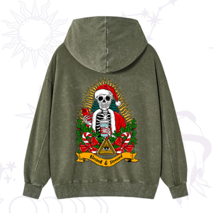 Purplehecate Christmas Blessed And Stressed Washed Hoodie