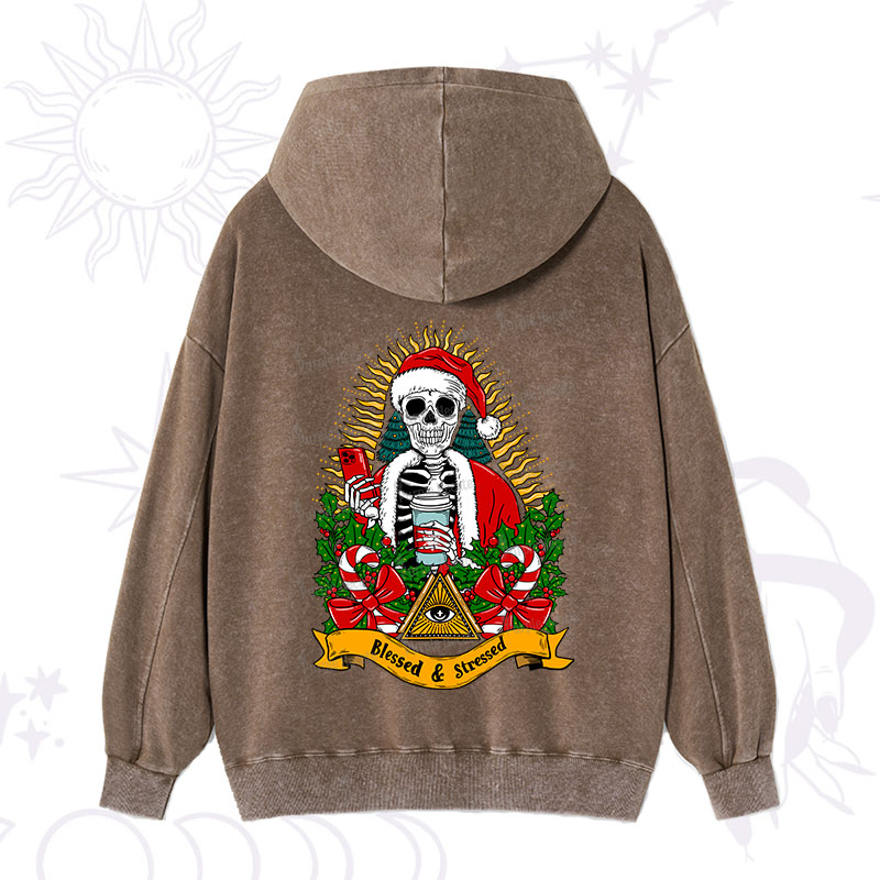 Purplehecate Christmas Blessed And Stressed Washed Hoodie
