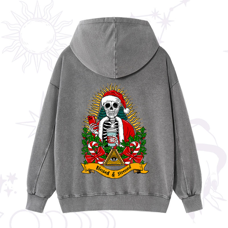 Purplehecate Christmas Blessed And Stressed Washed Hoodie