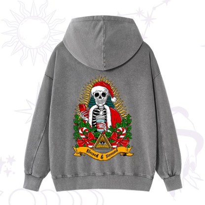 Purplehecate Christmas Blessed And Stressed Washed Hoodie