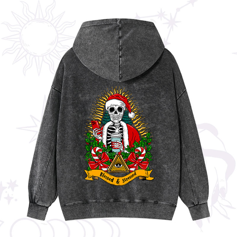 Purplehecate Christmas Blessed And Stressed Washed Hoodie