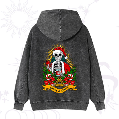 Purplehecate Christmas Blessed And Stressed Washed Hoodie