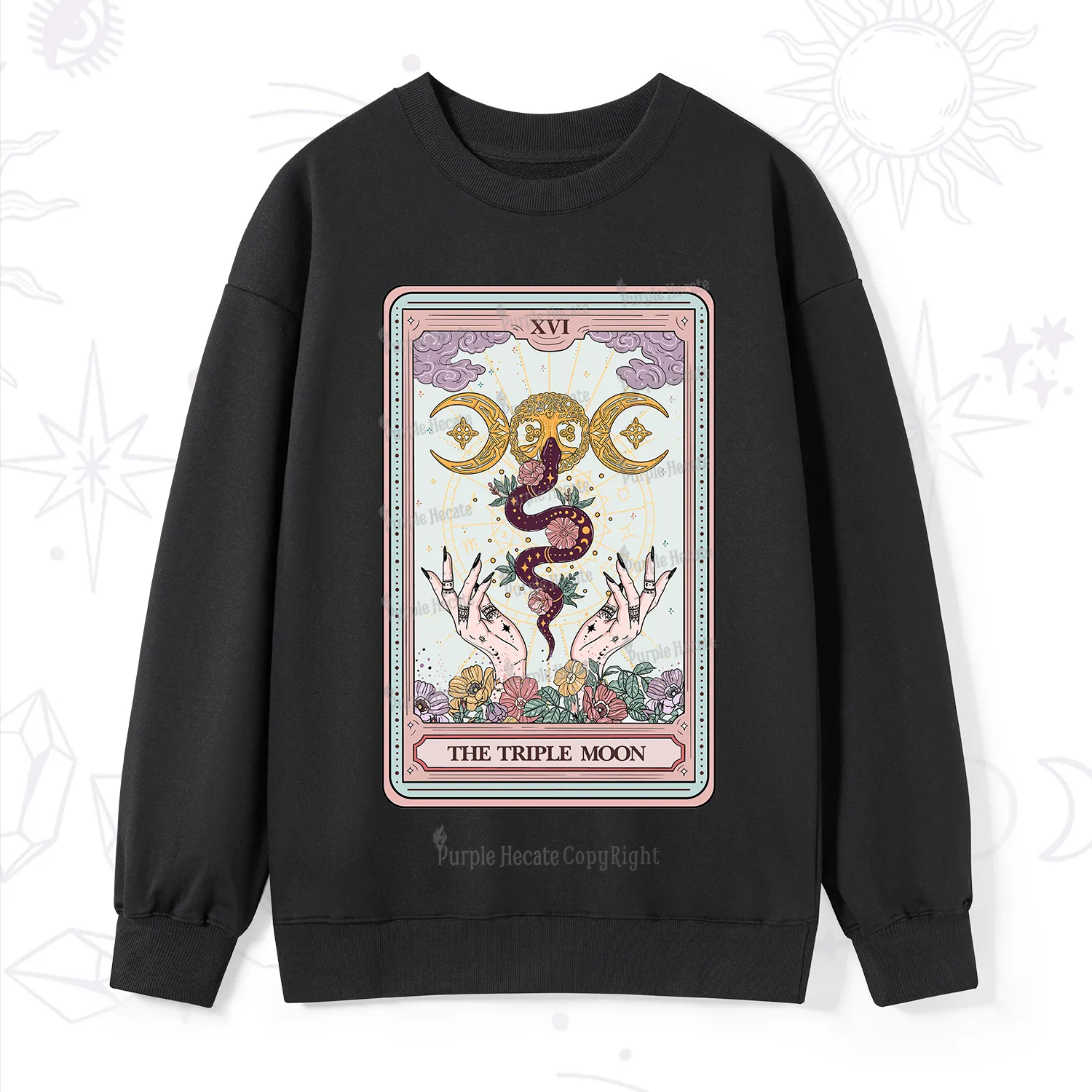 Purplehecate The Triple Moon Tarot Sweatshirt