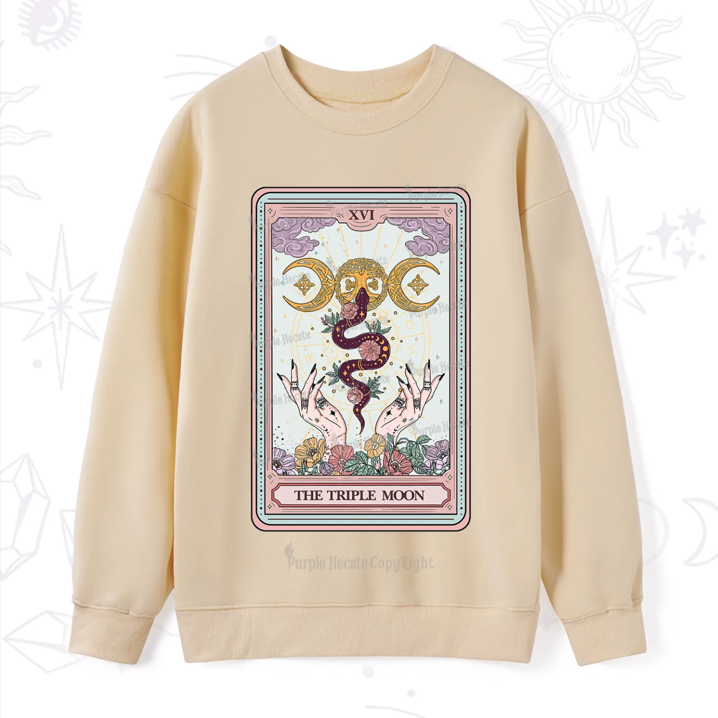 Purplehecate The Triple Moon Tarot Sweatshirt