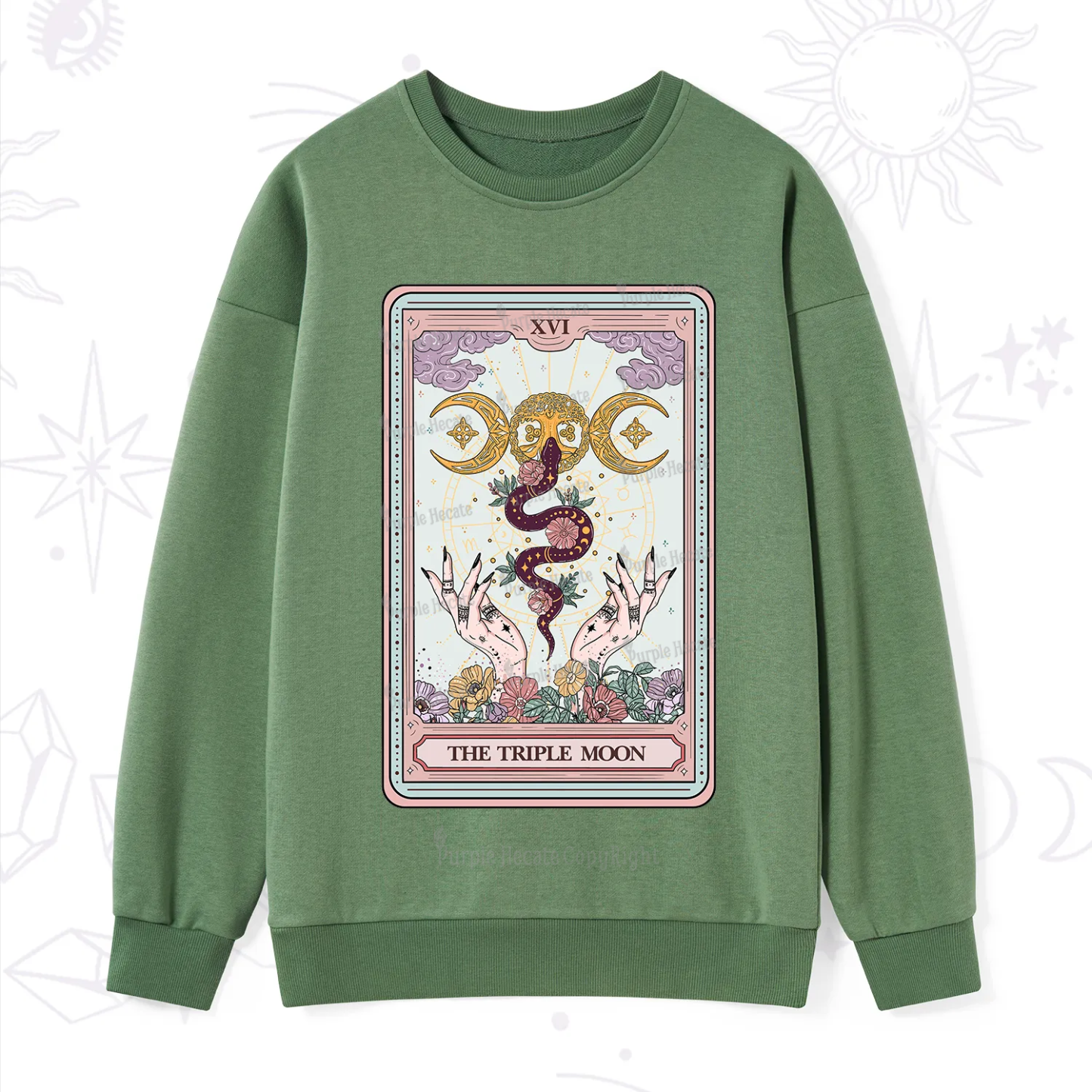 Purplehecate The Triple Moon Tarot Sweatshirt
