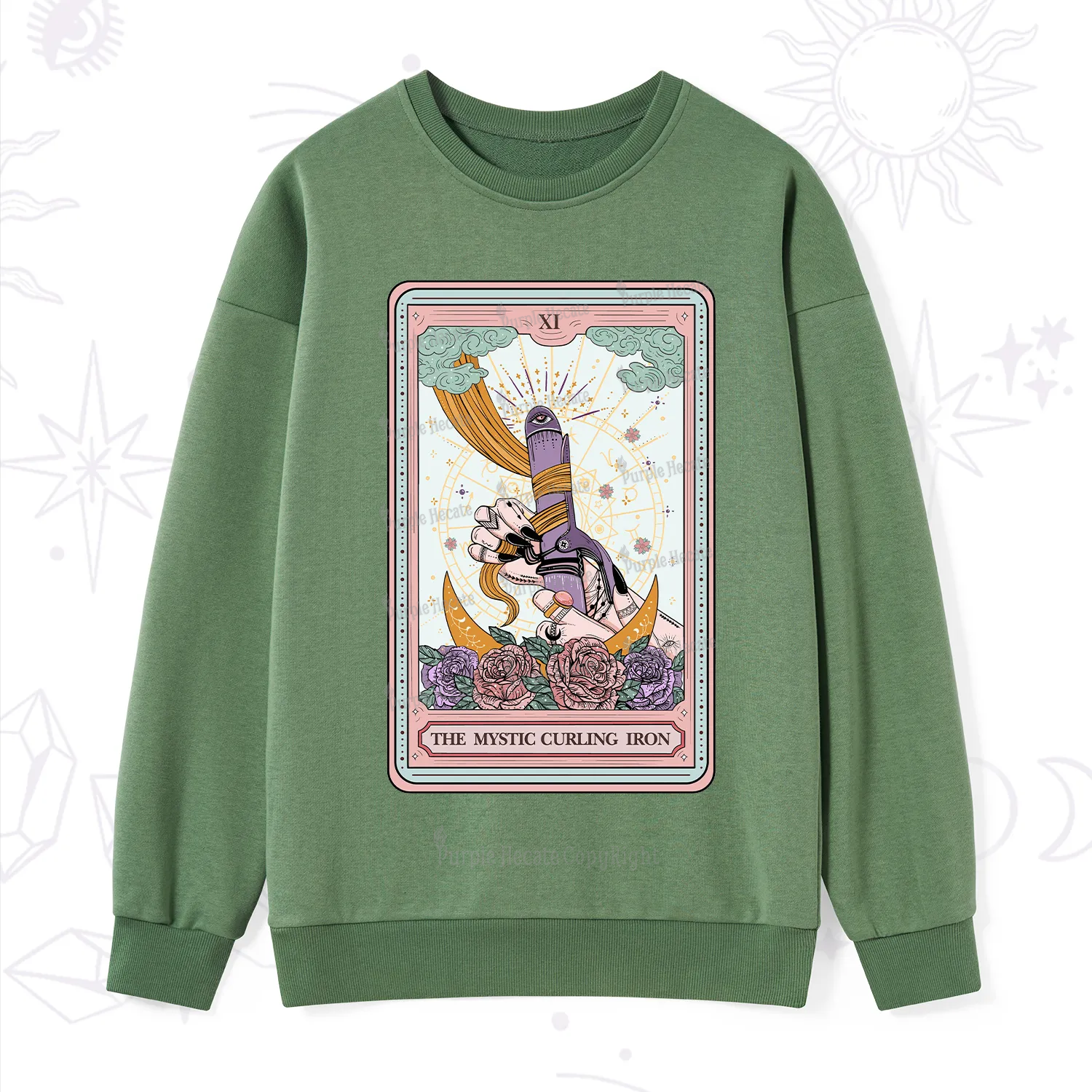 Purplehecate The Mystic Curling Iron Tarot Sweatshirt