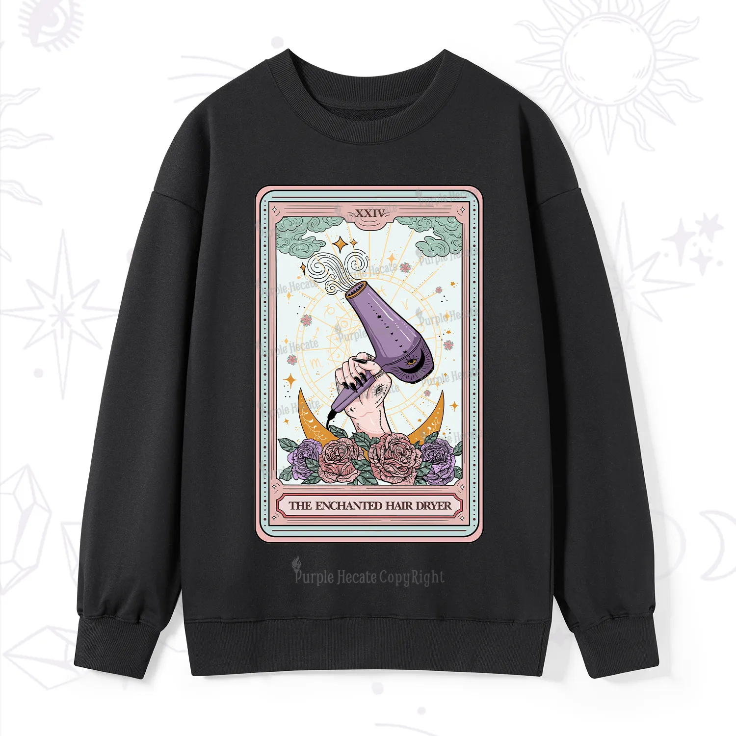 Purplehecate The Enchanted Hair Dryer Tarot Sweatshirt