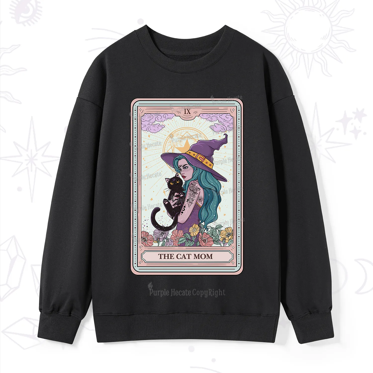 Purplehecate The Gothic Cat Mom Tarot Sweatshirt