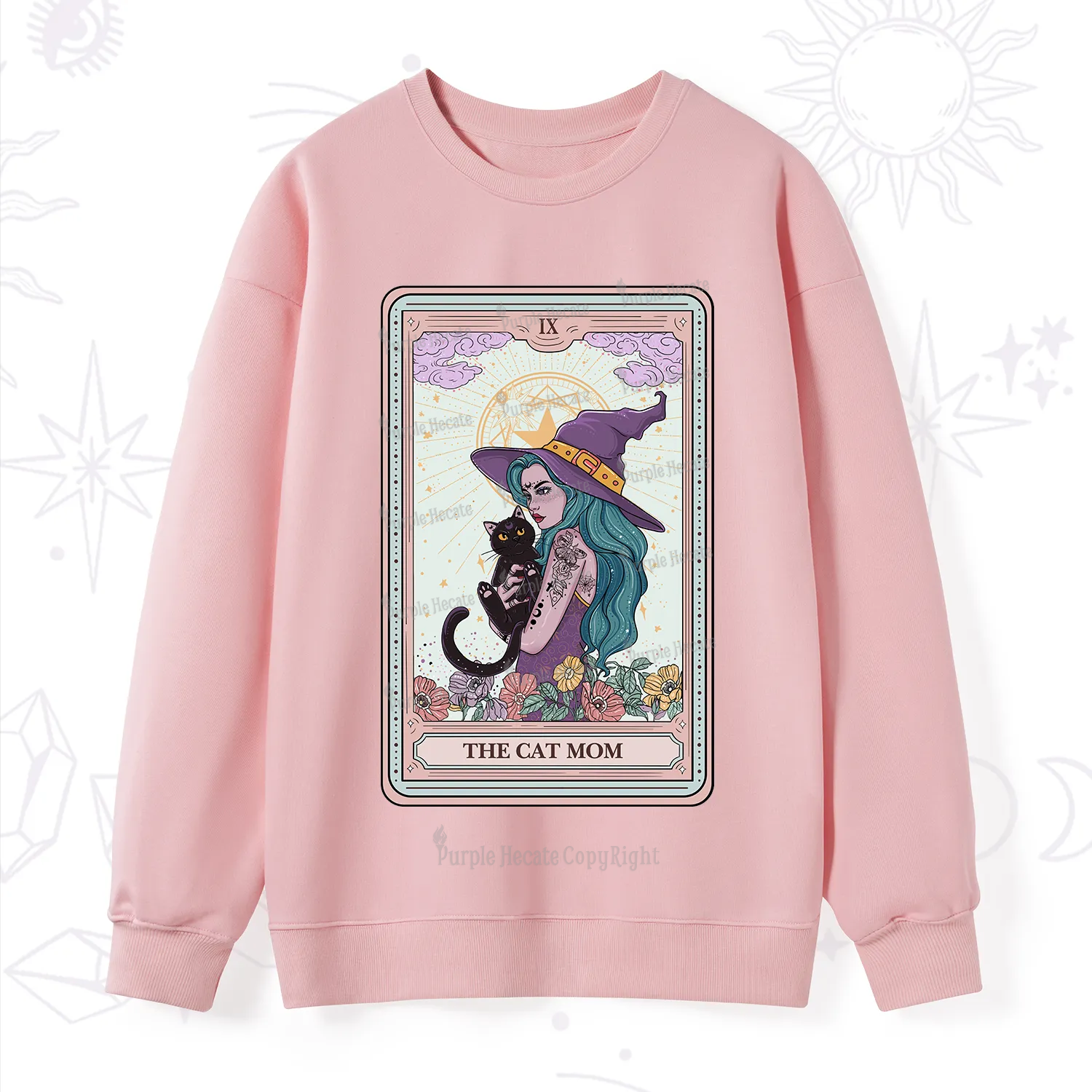 Purplehecate The Gothic Cat Mom Tarot Sweatshirt