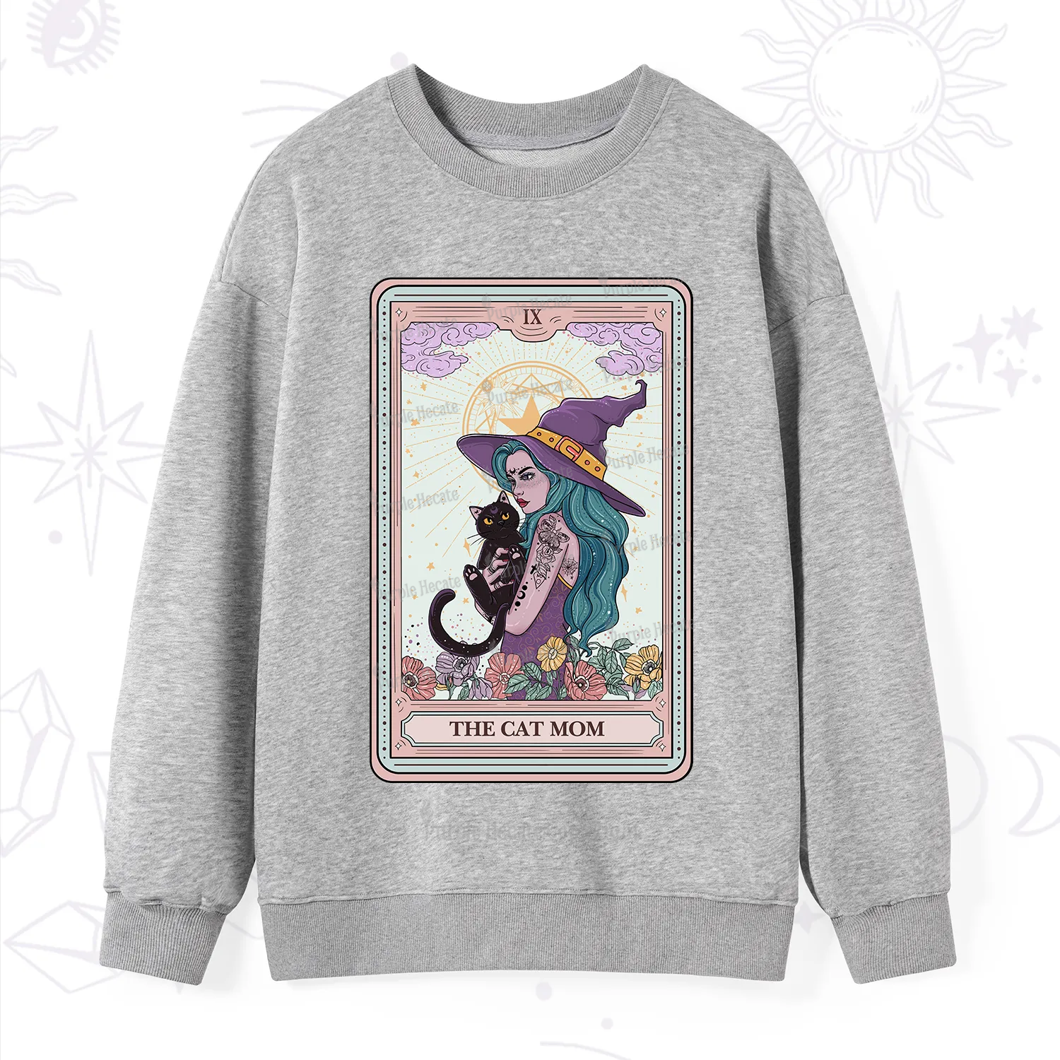 Purplehecate The Gothic Cat Mom Tarot Sweatshirt