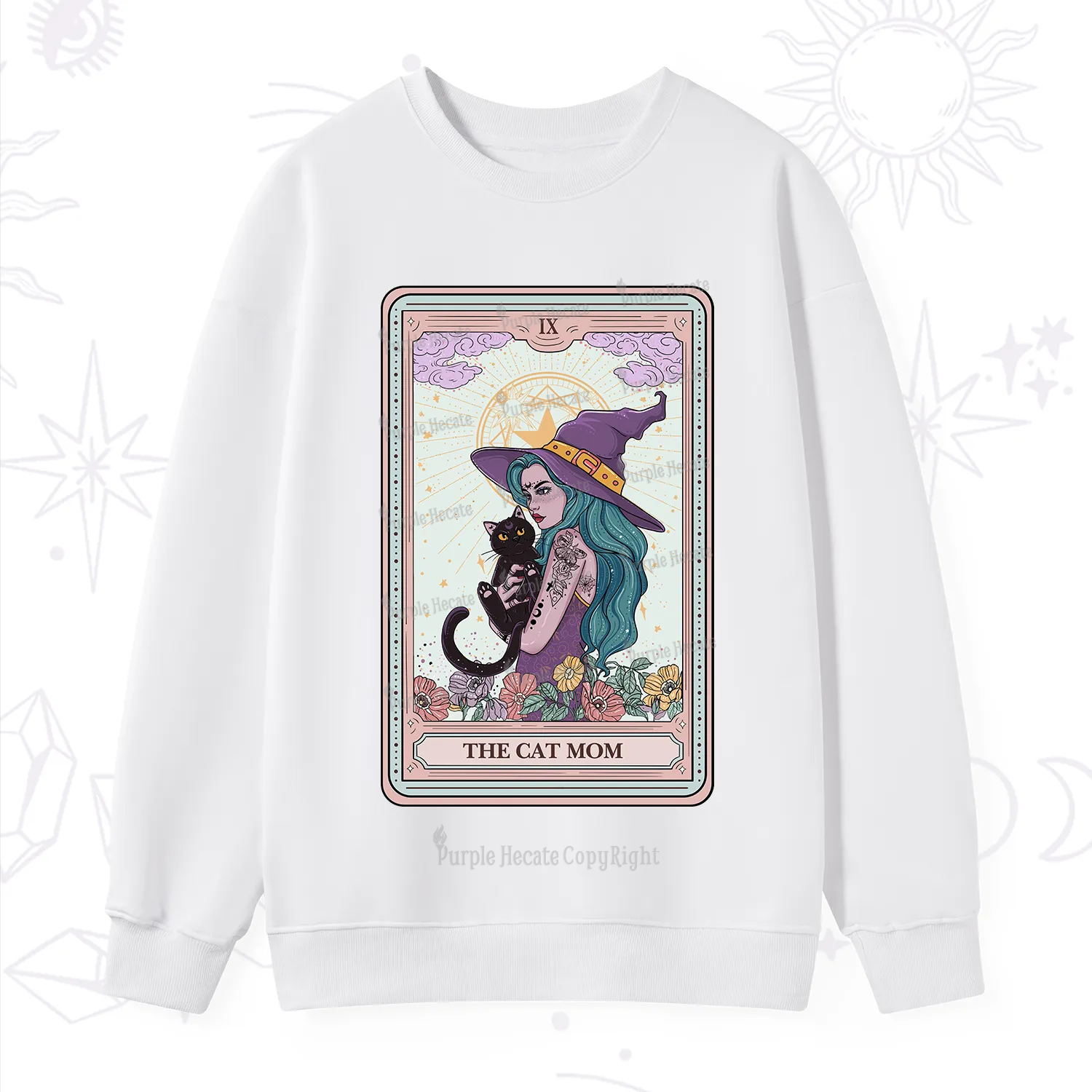 Purplehecate The Gothic Cat Mom Tarot Sweatshirt
