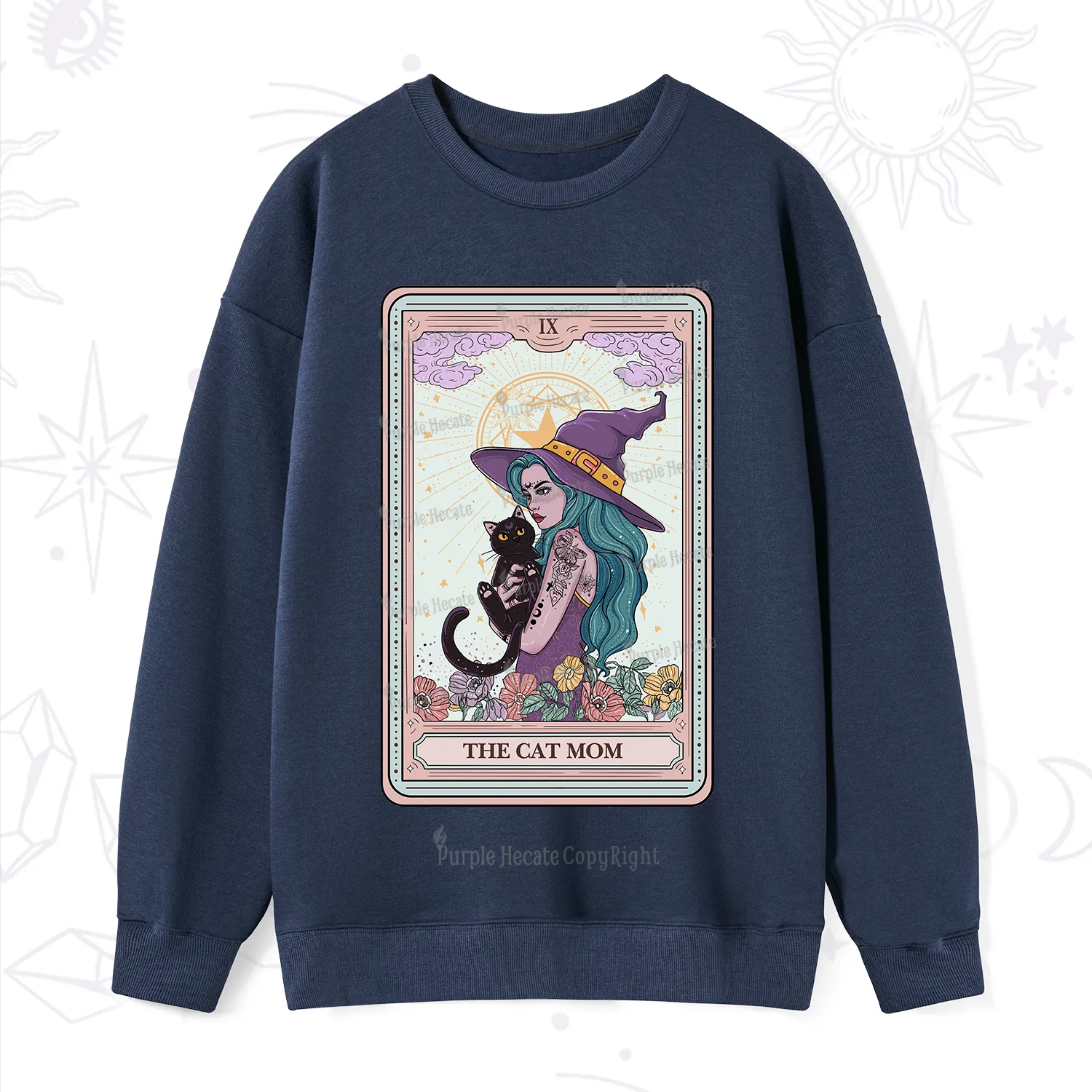 Purplehecate The Gothic Cat Mom Tarot Sweatshirt