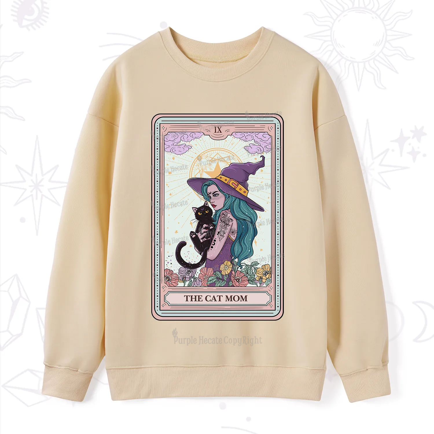 Purplehecate The Gothic Cat Mom Tarot Sweatshirt