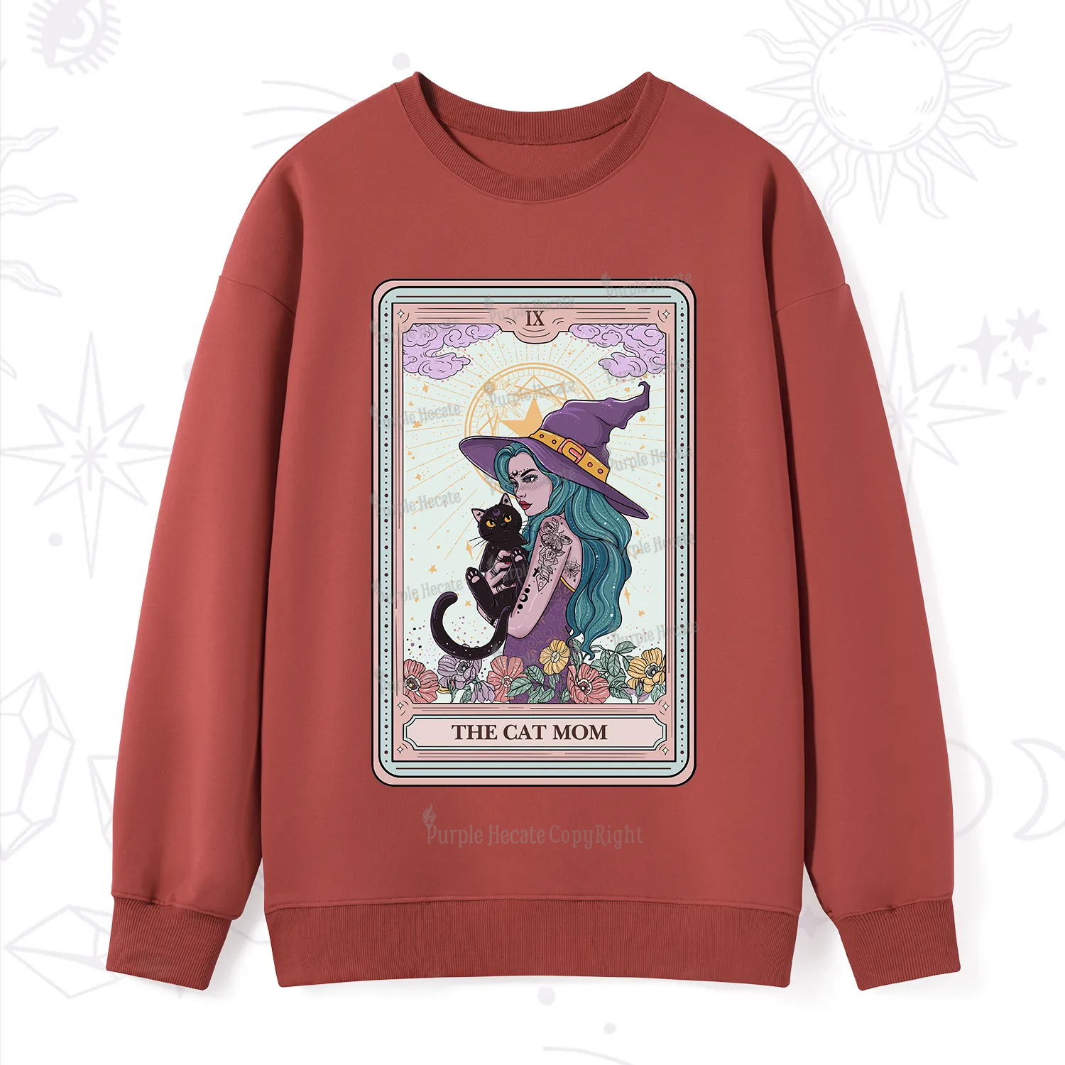 Purplehecate The Gothic Cat Mom Tarot Sweatshirt
