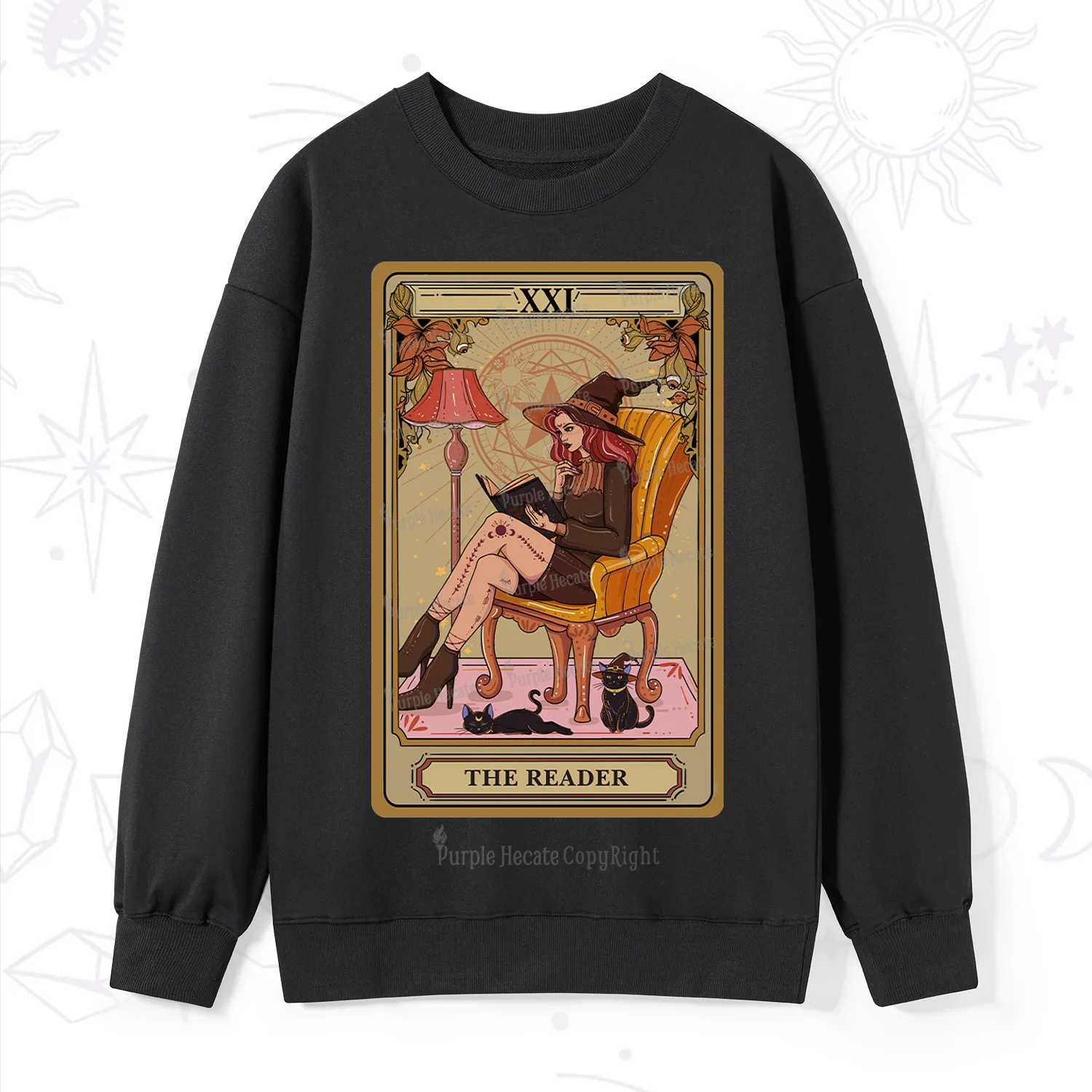 Purplehecate The Reader-Cat Mom Tarot Sweatshirt