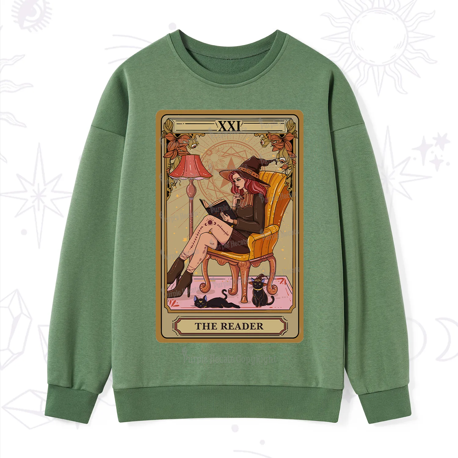 Purplehecate The Reader-Cat Mom Tarot Sweatshirt