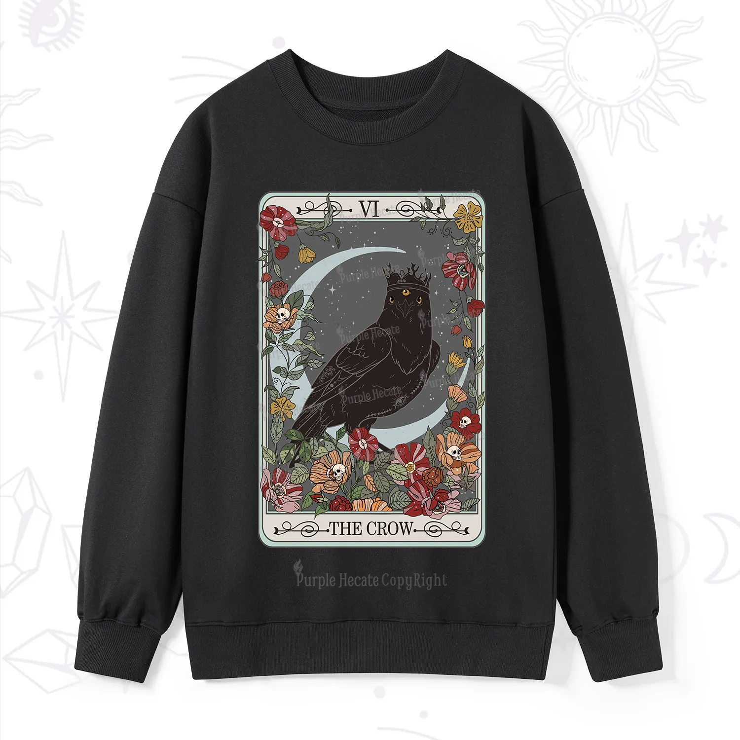 Purplehecate The Crow Tarot Card Sweatshirt