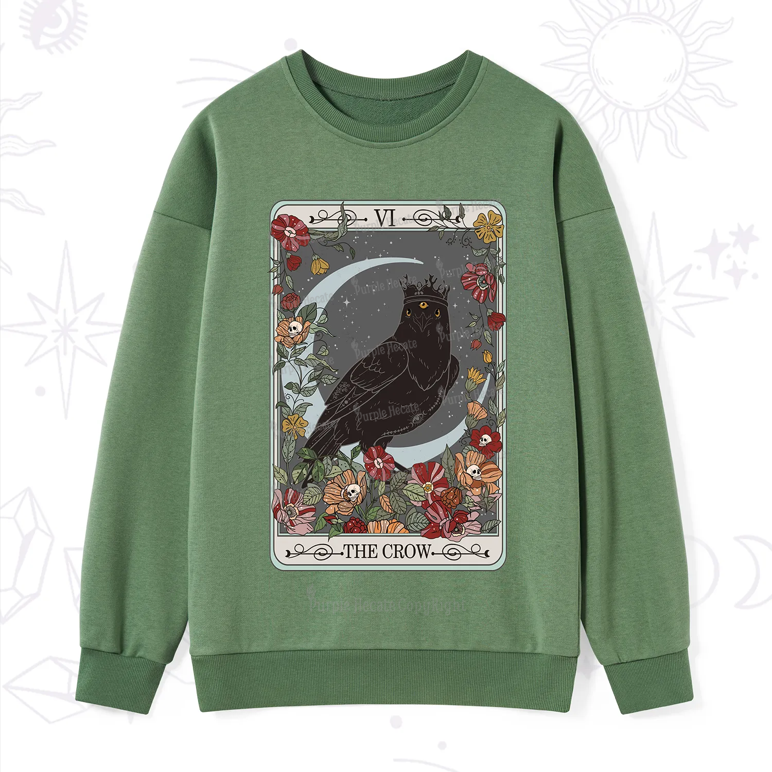 Purplehecate The Crow Tarot Card Sweatshirt