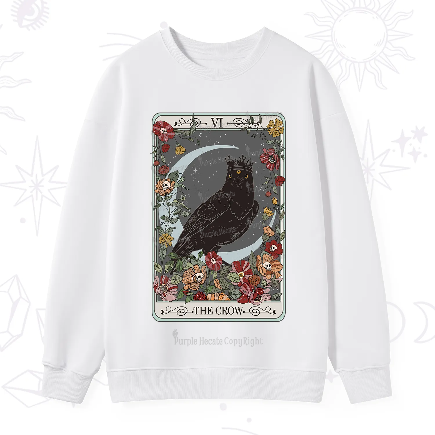 Purplehecate The Crow Tarot Card Sweatshirt