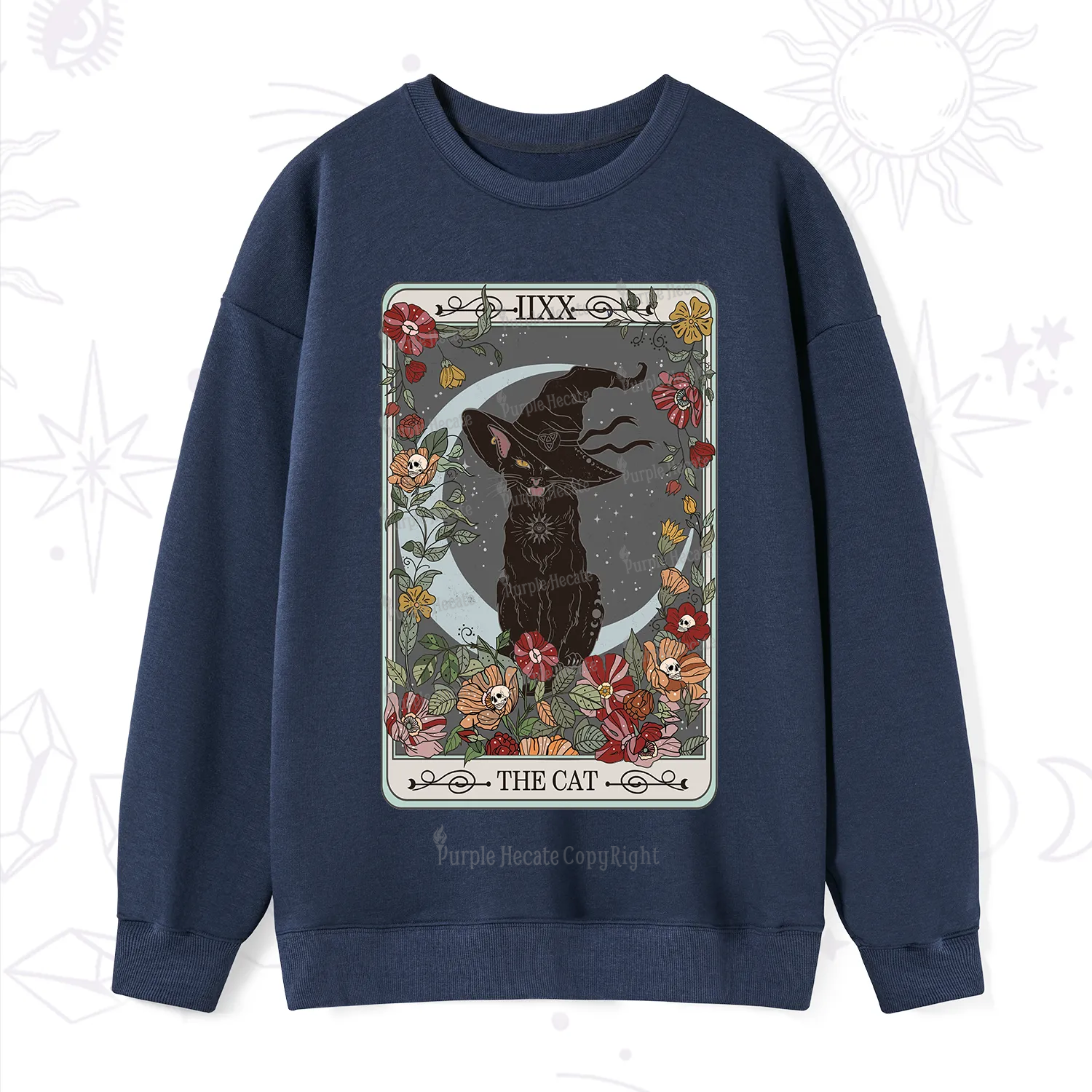 Purplehecate The Cat Tarot Card Sweatshirt
