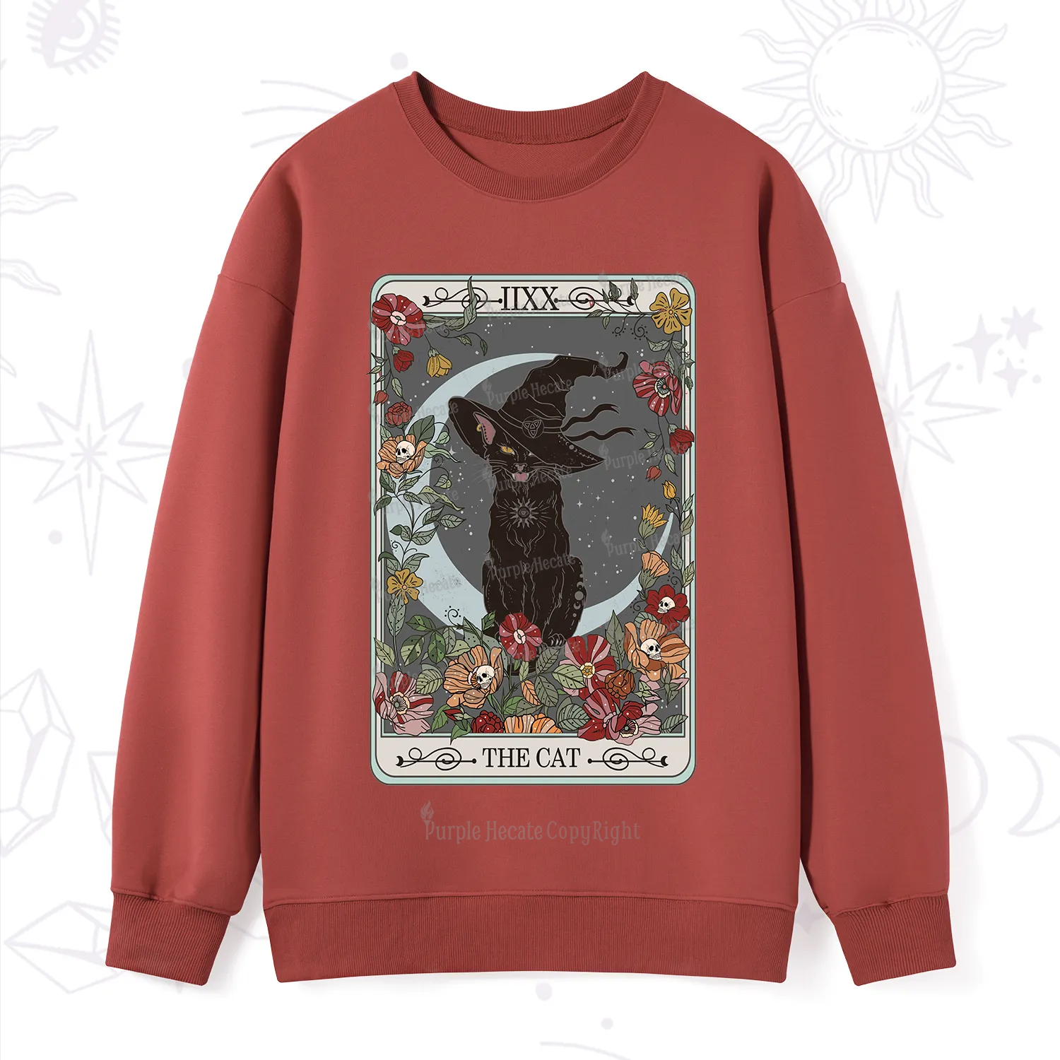 Purplehecate The Cat Tarot Card Sweatshirt