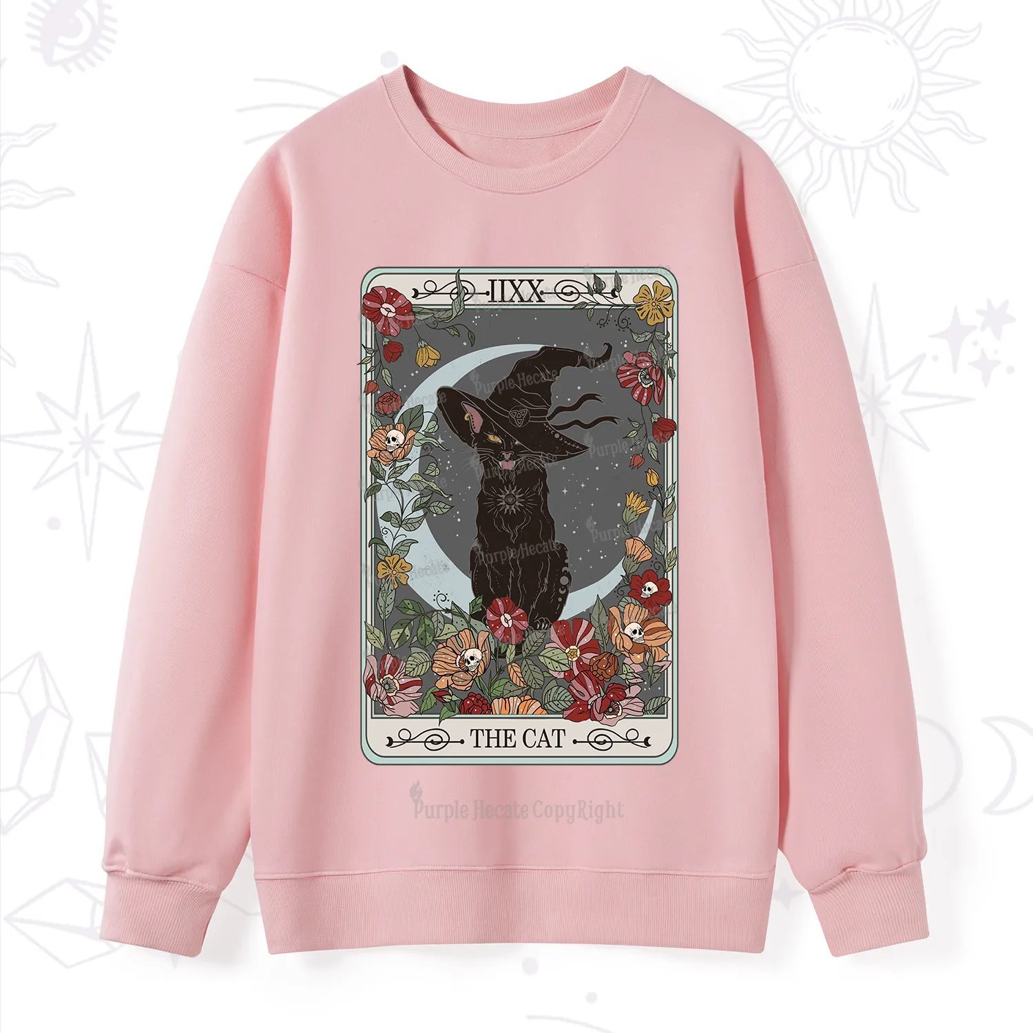 Purplehecate The Cat Tarot Card Sweatshirt