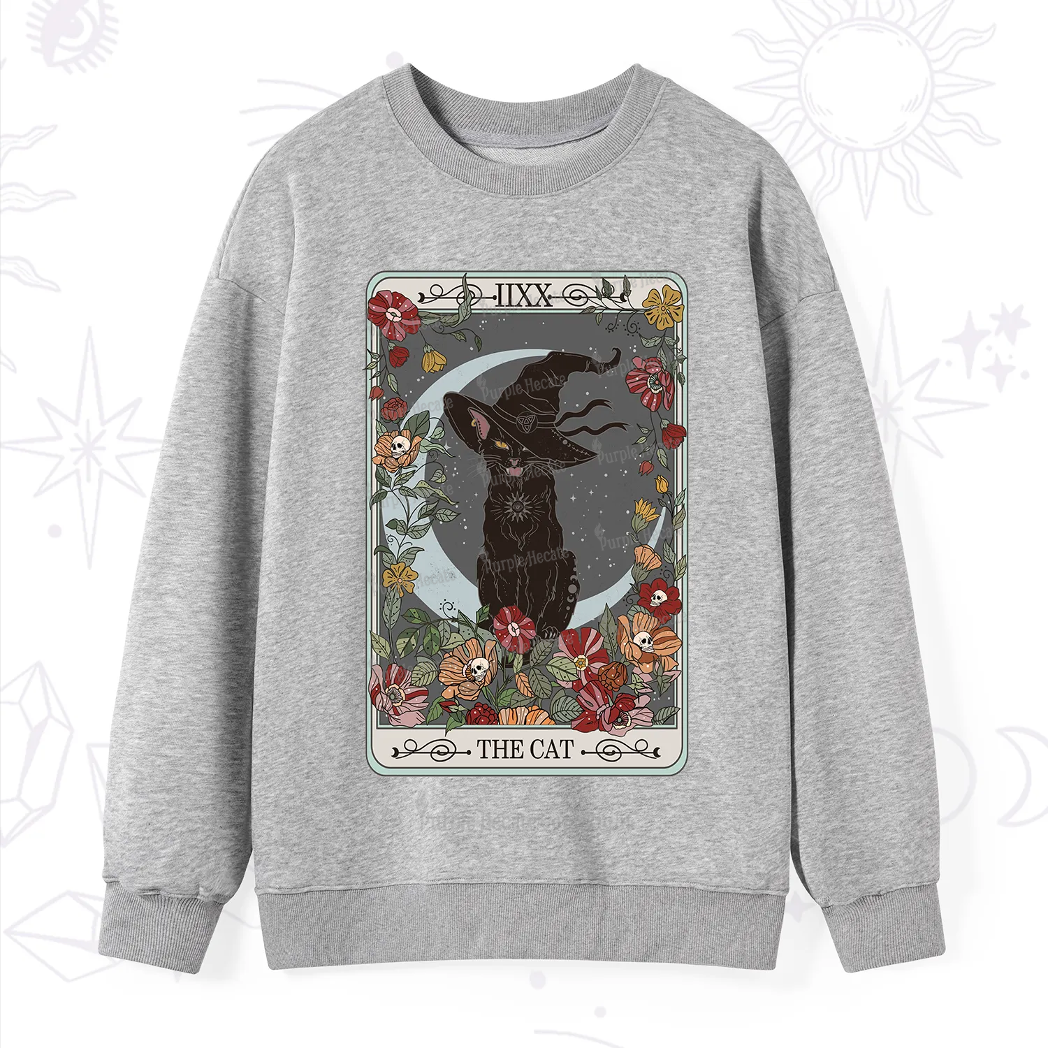 Purplehecate The Cat Tarot Card Sweatshirt