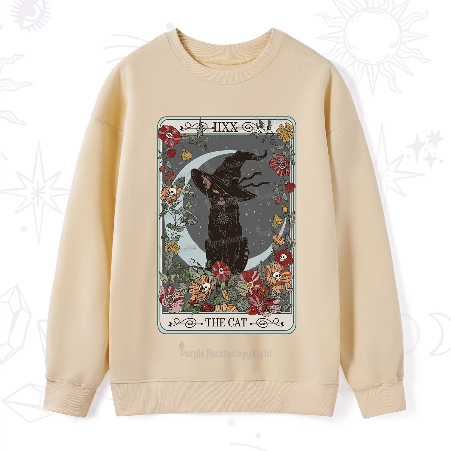 Purplehecate The Cat Tarot Card Sweatshirt
