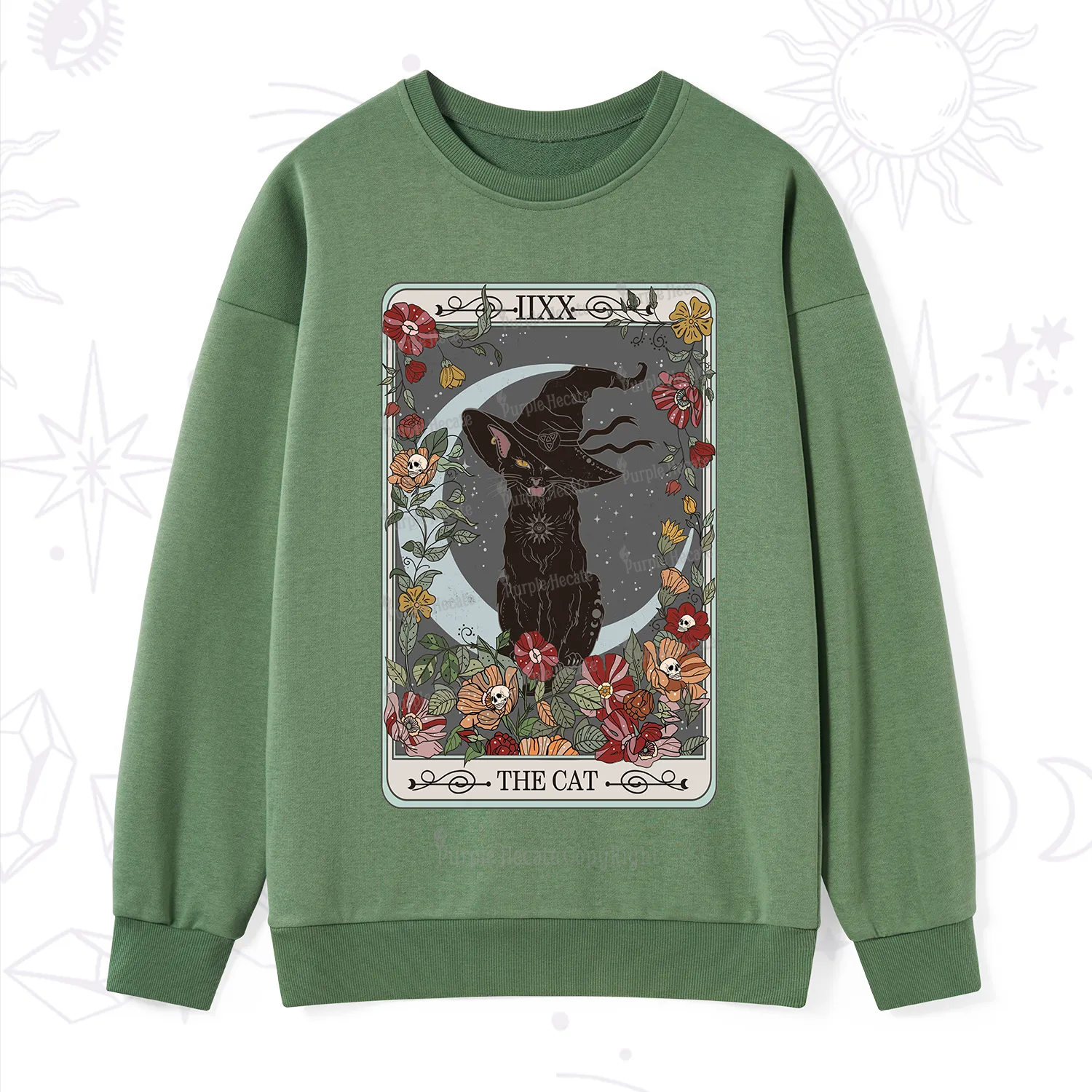 Purplehecate The Cat Tarot Card Sweatshirt