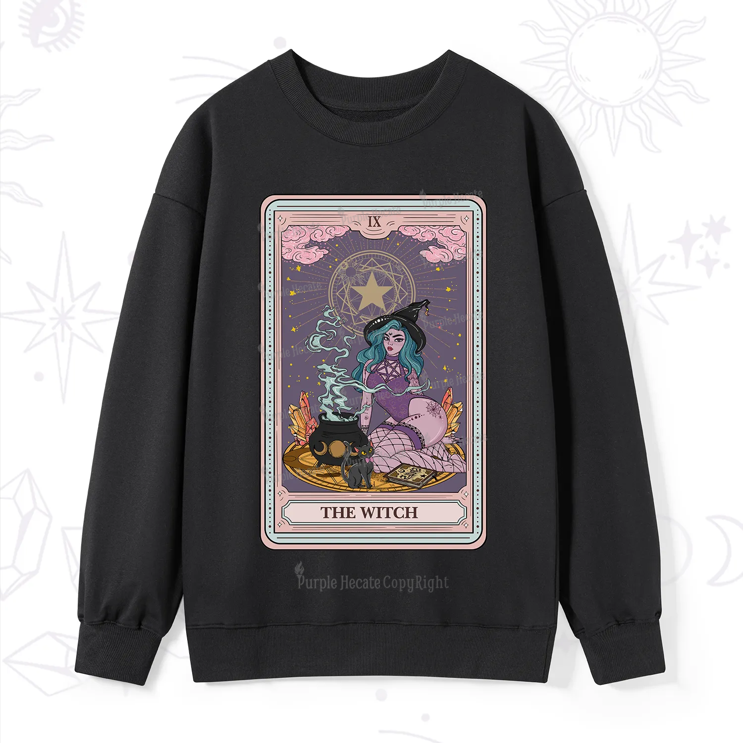 Purplehecate The Alchemy Witch Tarot Card Sweatshirt