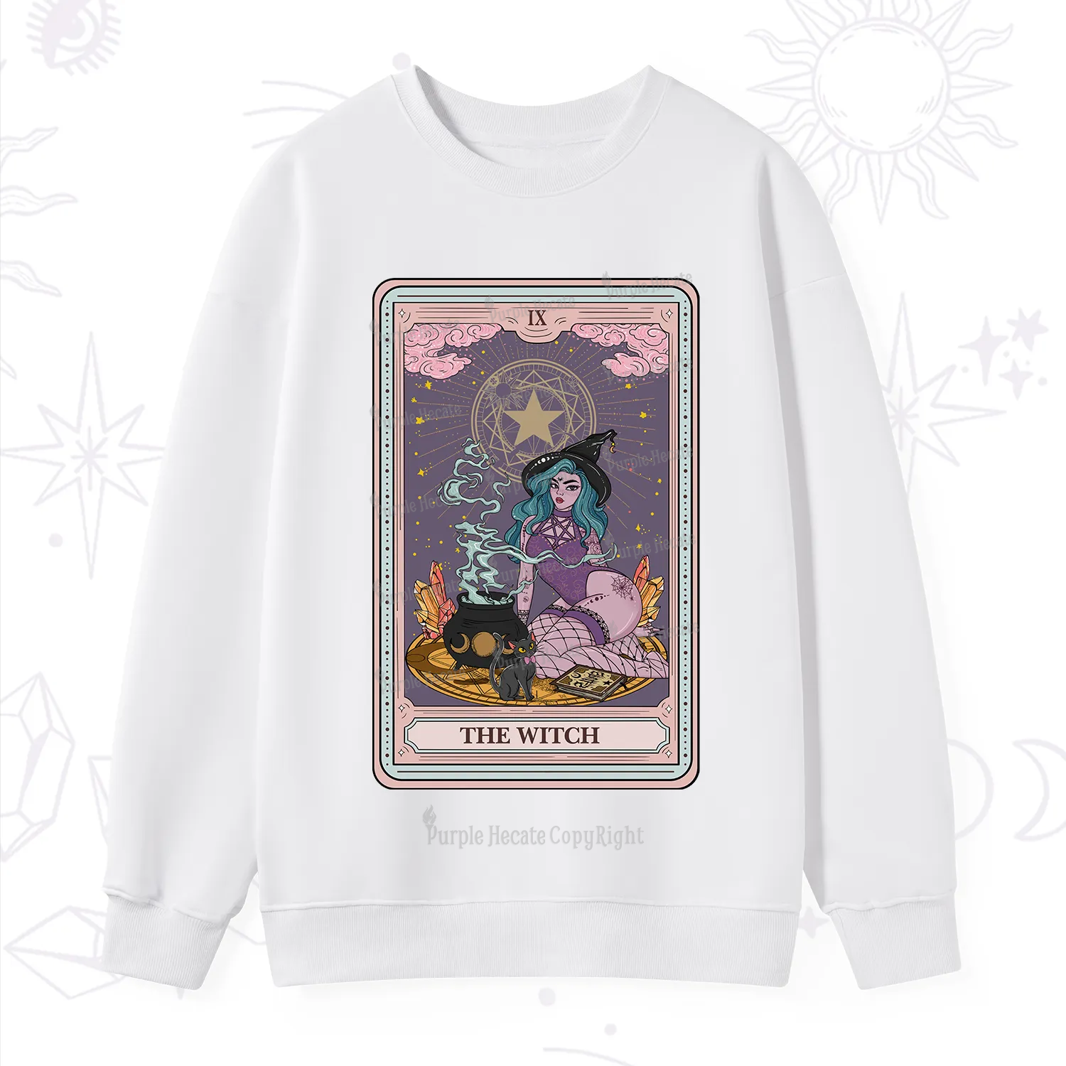 Purplehecate The Alchemy Witch Tarot Card Sweatshirt