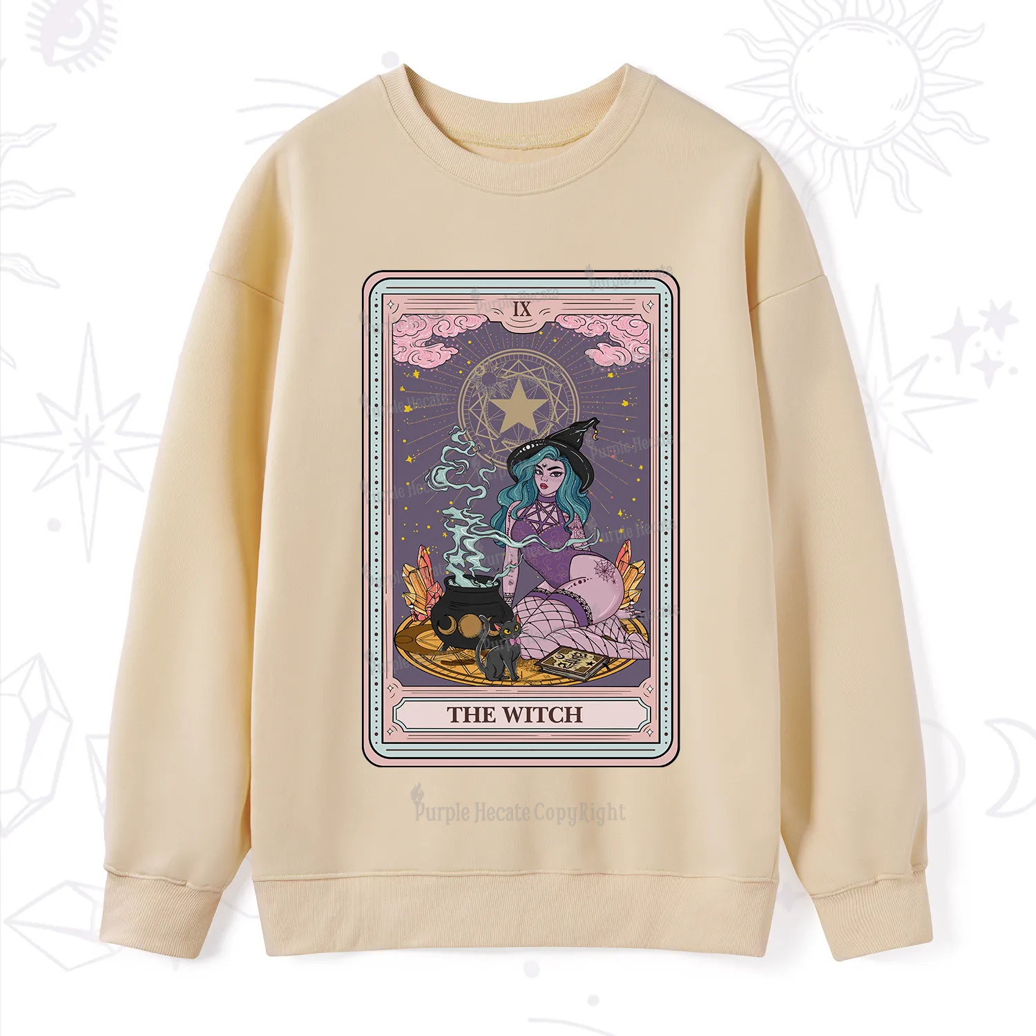 Purplehecate The Alchemy Witch Tarot Card Sweatshirt