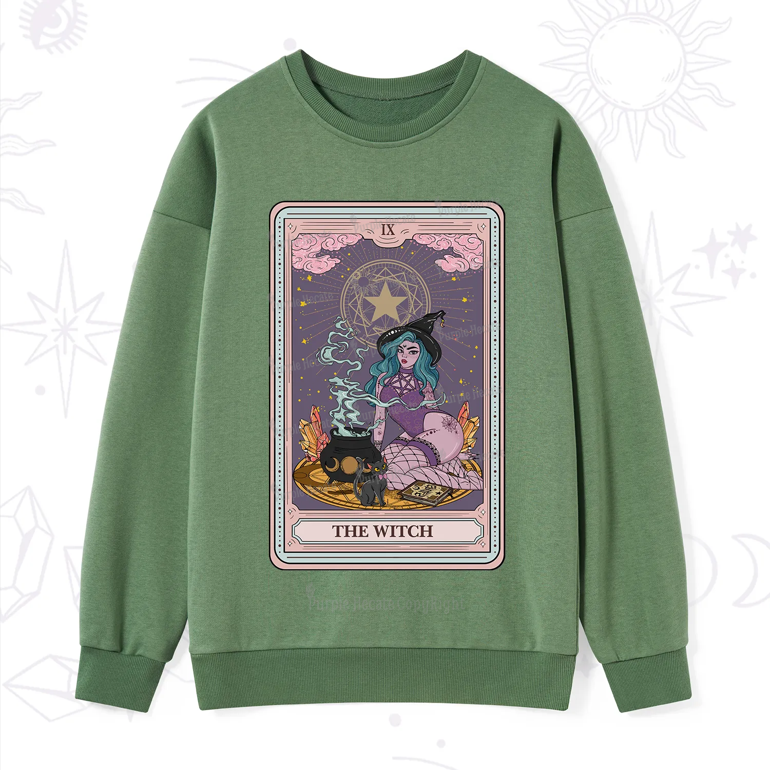 Purplehecate The Alchemy Witch Tarot Card Sweatshirt