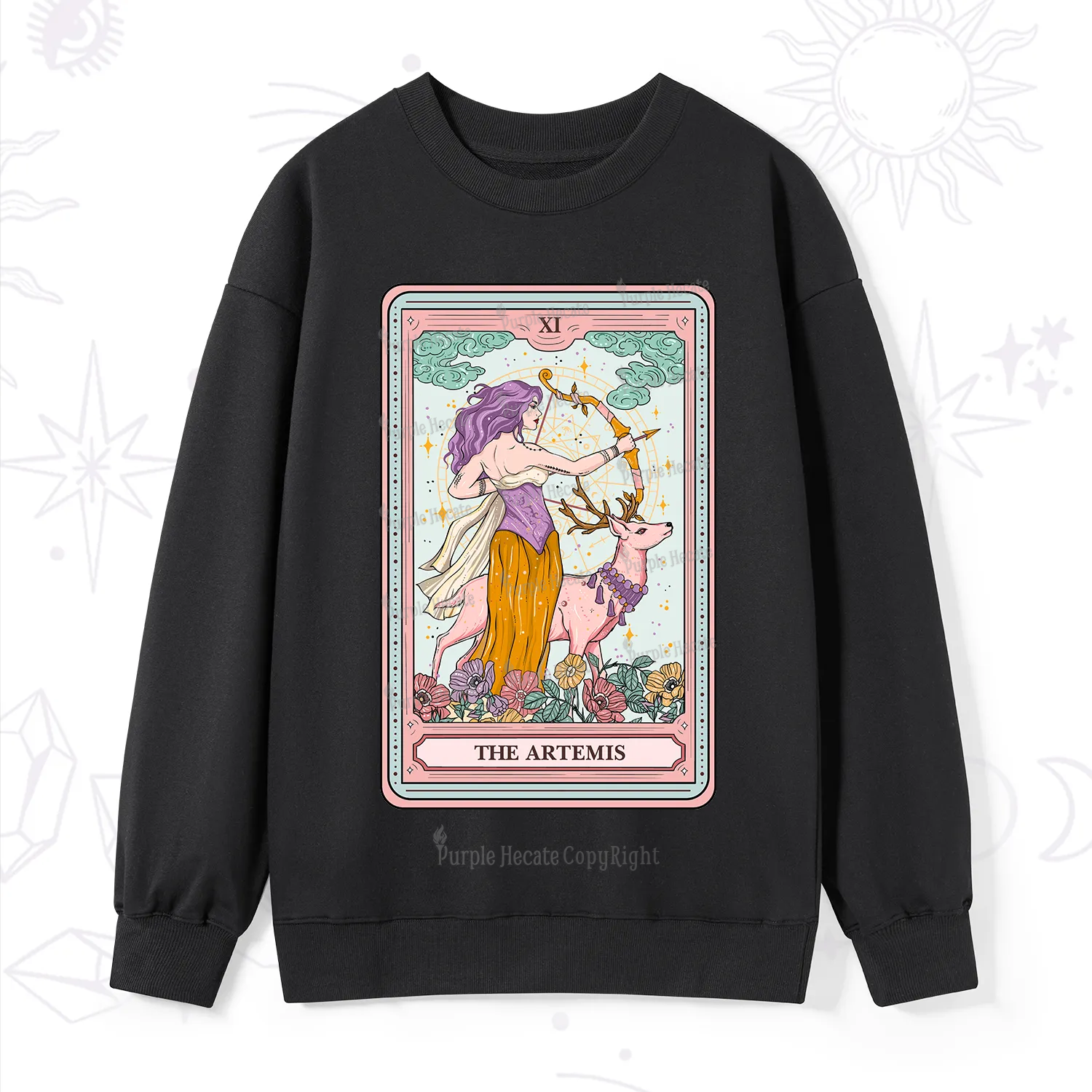 Purplehecate The Artemis Tarot Card Sweatshirt