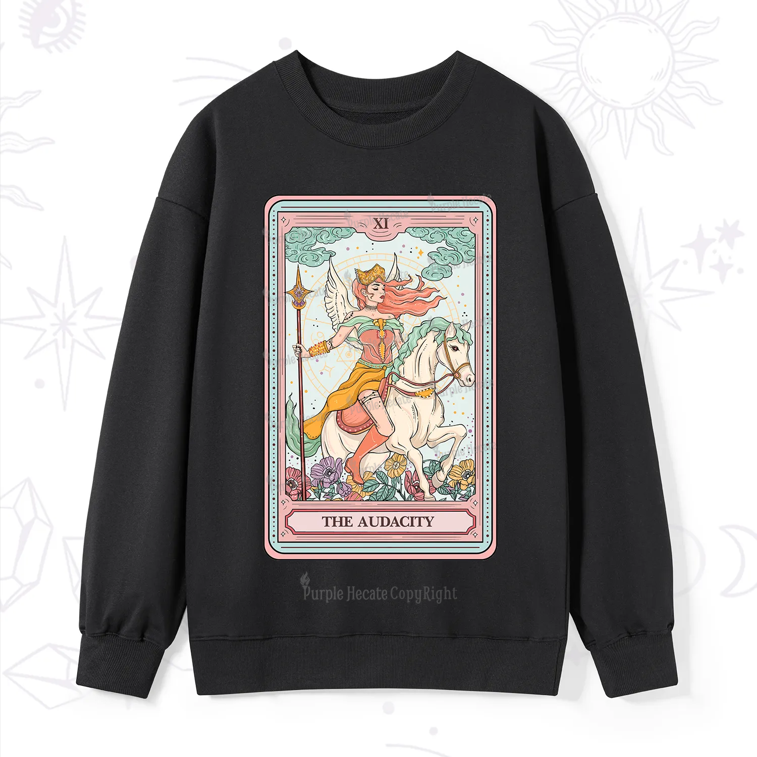 Purplehecate The Audacity Winged Goddess Tarot Card Sweatshirt