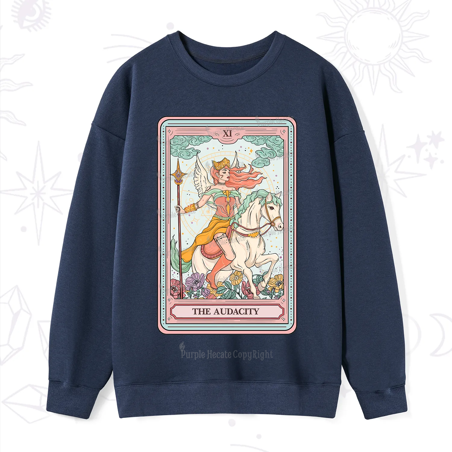 Purplehecate The Audacity Winged Goddess Tarot Card Sweatshirt