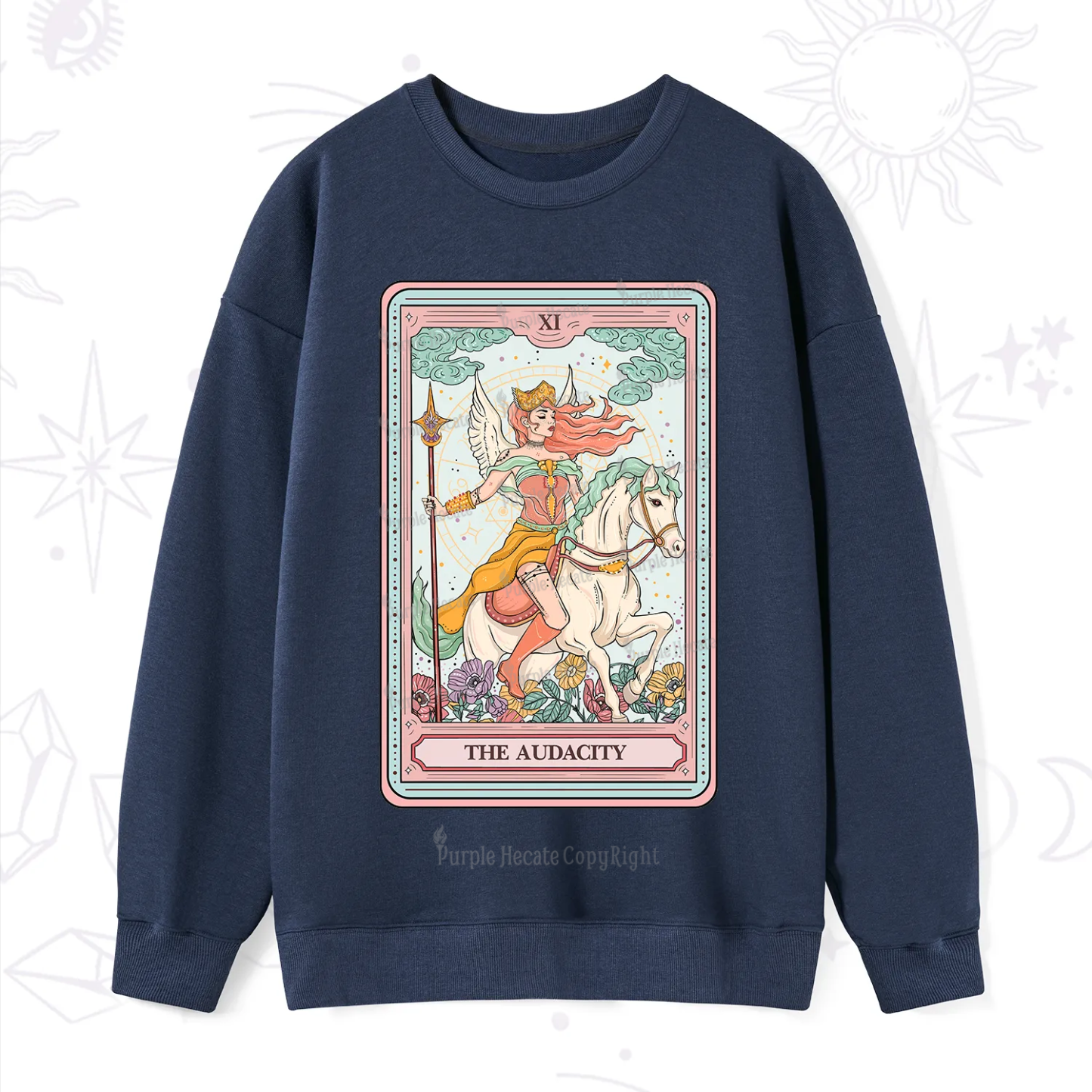 Purplehecate The Audacity Winged Goddess Tarot Card Sweatshirt