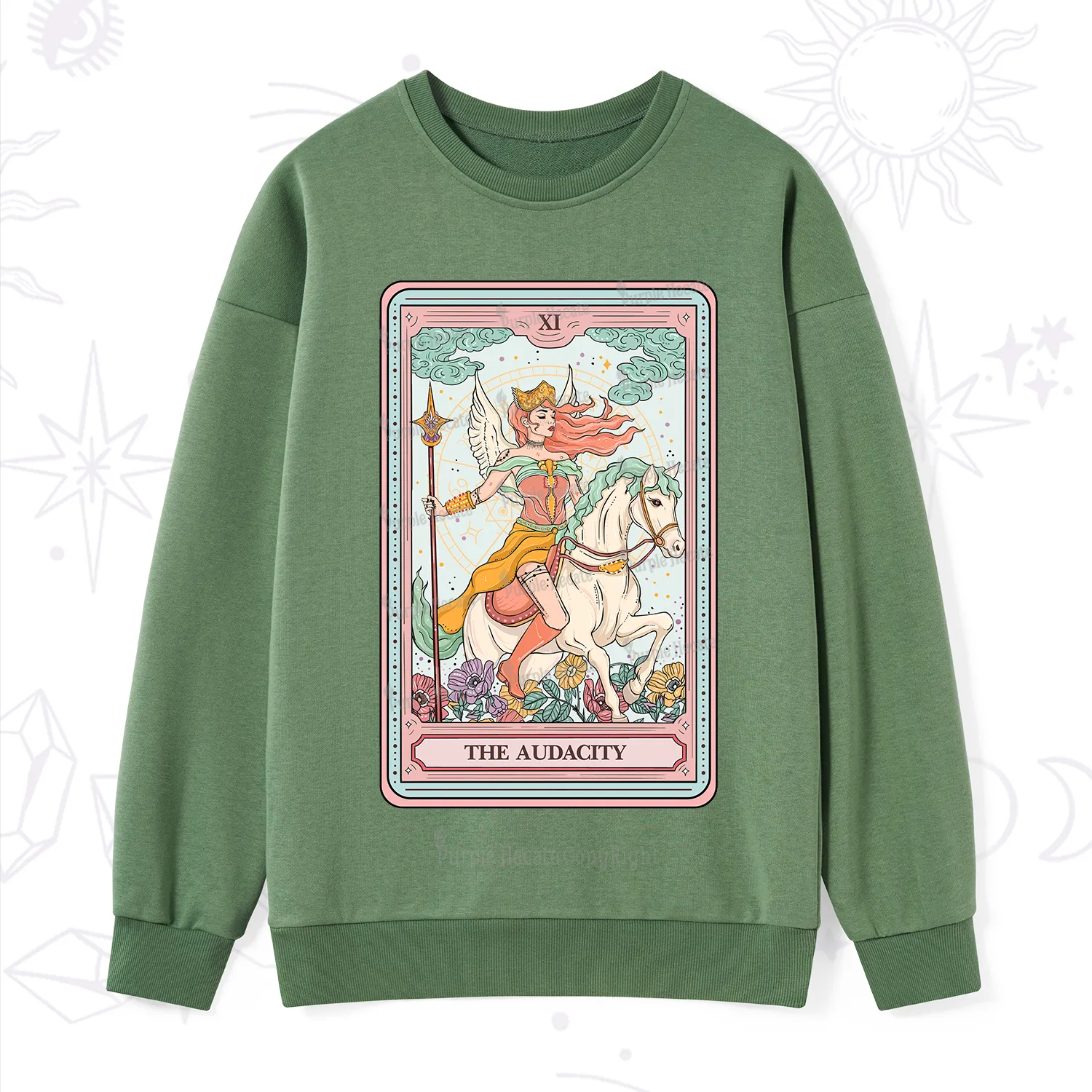 Purplehecate The Audacity Winged Goddess Tarot Card Sweatshirt